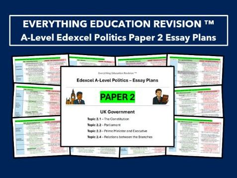 A-Level Edexcel Politics Essay Plans for Paper 2 – UK Government