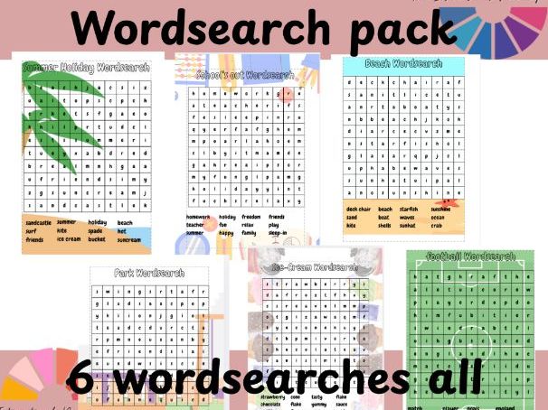Summer Holiday Themed Word Searches KS1 KS2