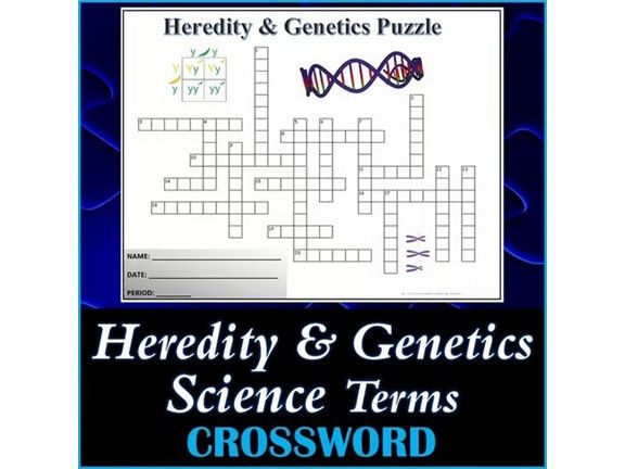 Heredity & Genetics Science Crossword Puzzle Activity Worksheet