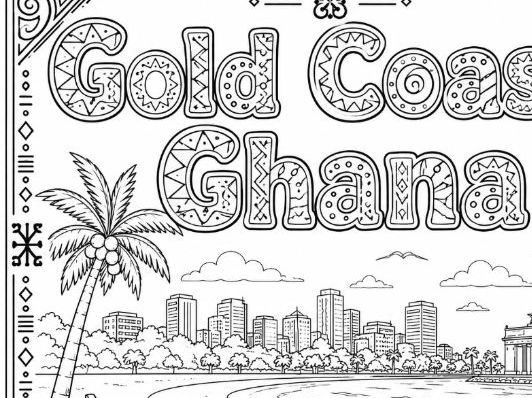 Gold Coast, Ghana Colouring Page