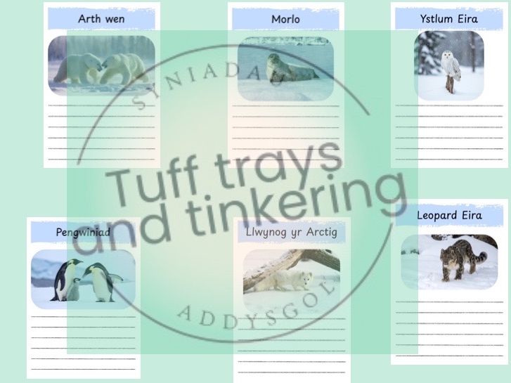 gaeaf ysgrifennu meithrin eyfs cyfnod sylfaen ps1 anifeiliad