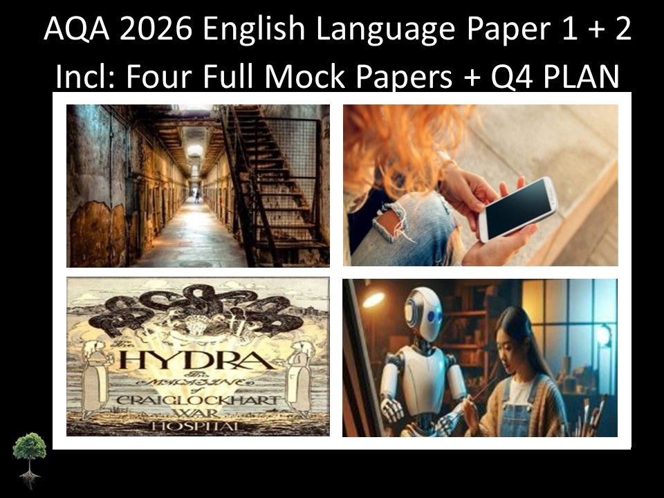 Four AQA 2026 English Language Paper 1 + 2 Full Mocks | Q4 PLAN
