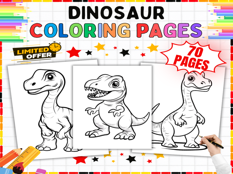 Dinosaur Colouring Pages - T-Rex Brachiosaurus Colouring Sheets | Fun Printable Activities for Kids