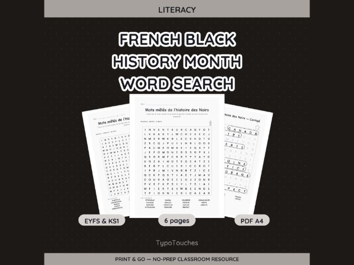 French Black History Month Word | 6 pp