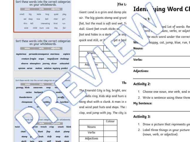 Word Class resources