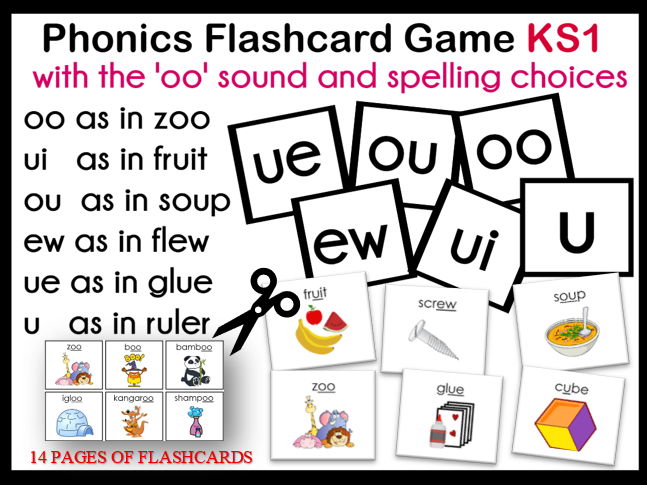 Phonics Flashcard Game KS1 with 'oo' sound