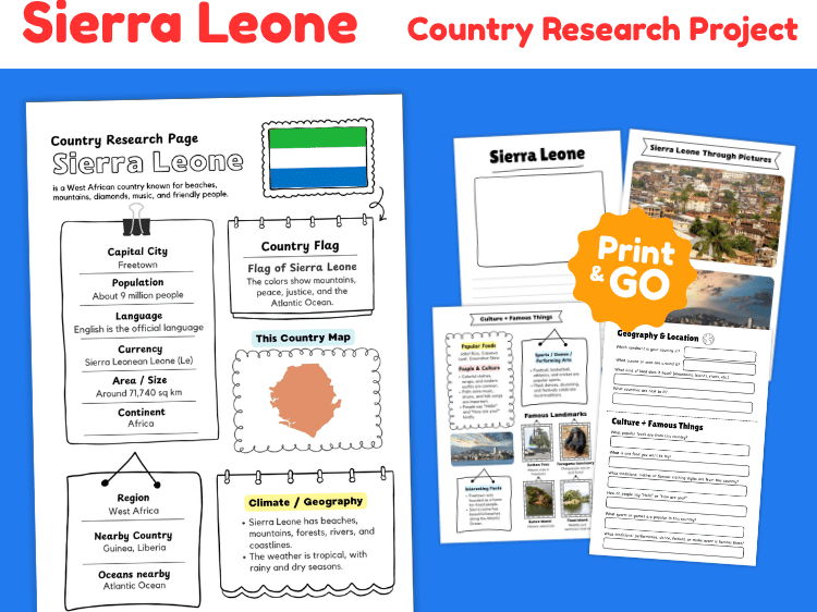Sierra Leone Country Research Project | Geography & Culture Worksheets