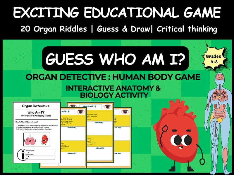 Organ Detective: "Who Am I?" Human Body Game | Interactive Anatomy & Biology Activity for Grades 5-8