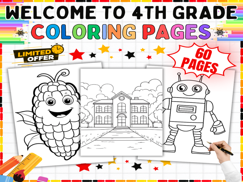 Welcome to 4th Grade Colouring Sheets | First Day of School Fun Activities for Primary