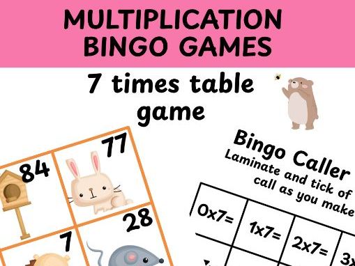 7 times table multiplication bingo
