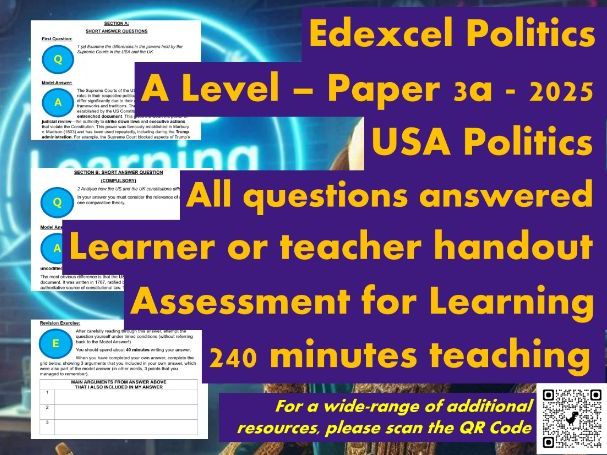 EDEXCEL A Level Politics Model Answers - Full Papers - Paper 3a US Politics - 2025 - Handout
