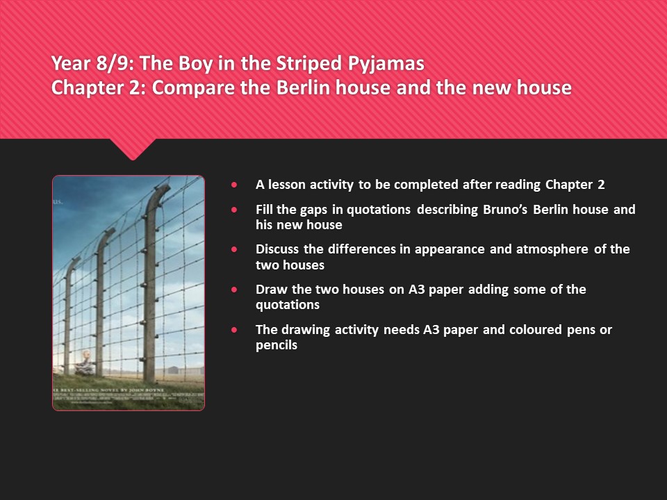 The Boy in the Striped Pyjamas Chapter 2 The Berlin house and the new