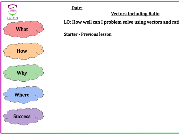 Vectors - Exam Style Questions Including Ratio