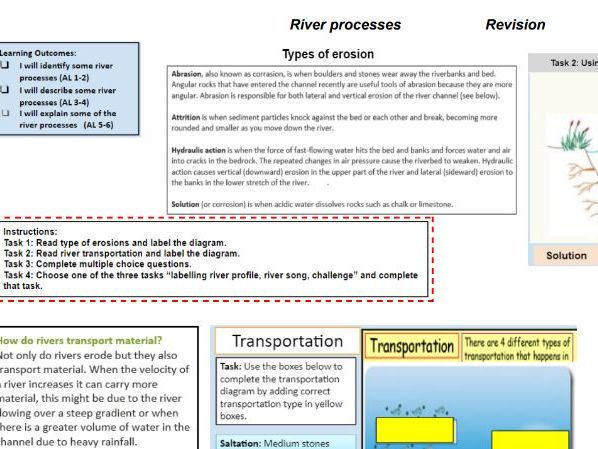 River Processes- Cover-Revision lesson double sided A3 sheet.