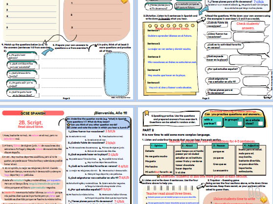 KS4 GCSE Spanish 2026 Start of the academic year pack