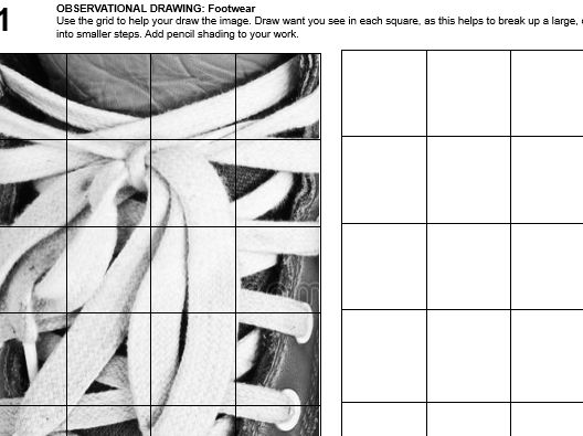 Art and Design Observational Drawing COVER WORKSHEETS or 'Do Now' tasks