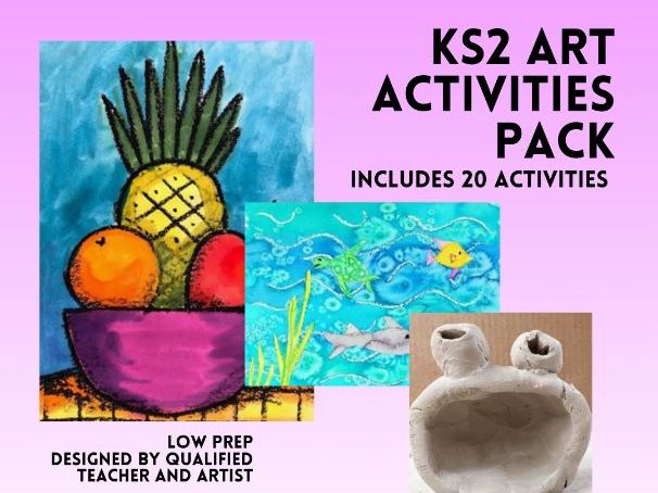 KS2 Art Curriculum Pack, 20 Art Lessons Grades 3-5, Drawing Painting Printmaking Sculpture