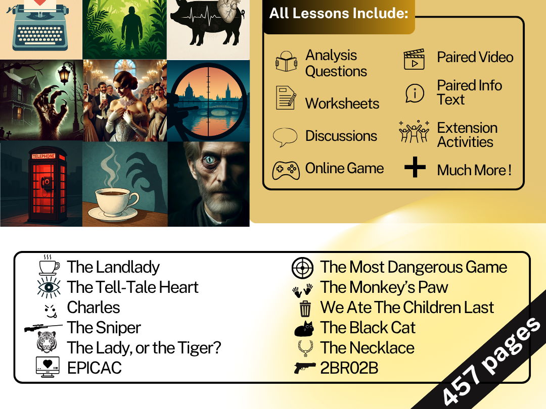 Grade 8 / Year 9 (KS3) Short Story Bundle -  12 Engaging Short Stories - 457 Pages