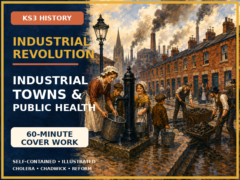 Industrial Revolution KS3 Cover Lesson | Industrial Towns, Cholera and Public Health