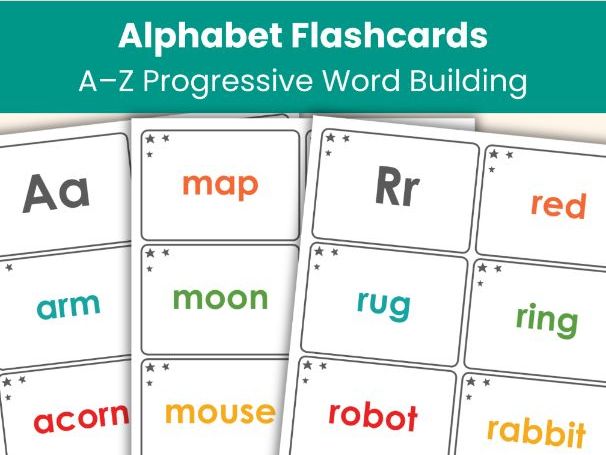 A–Z Alphabet Flashcards | Printable Word Cards | Phonics Resource