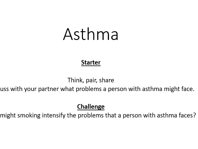 KS3 Asthma [Including Lesson Plan]