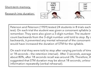 AQA A-level Psychology Paper 1 Memory Booklet