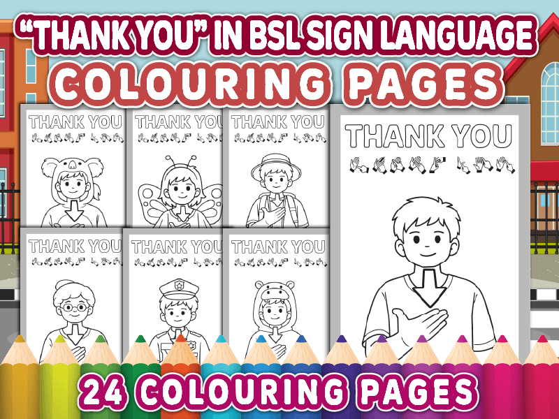 BSL "Thank You" Colouring Pages | British Sign Language Activity for Kids