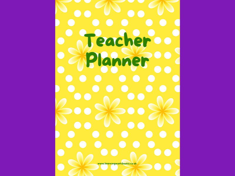 Yellow Flowers with White Dotted Pattern Teacher Planner