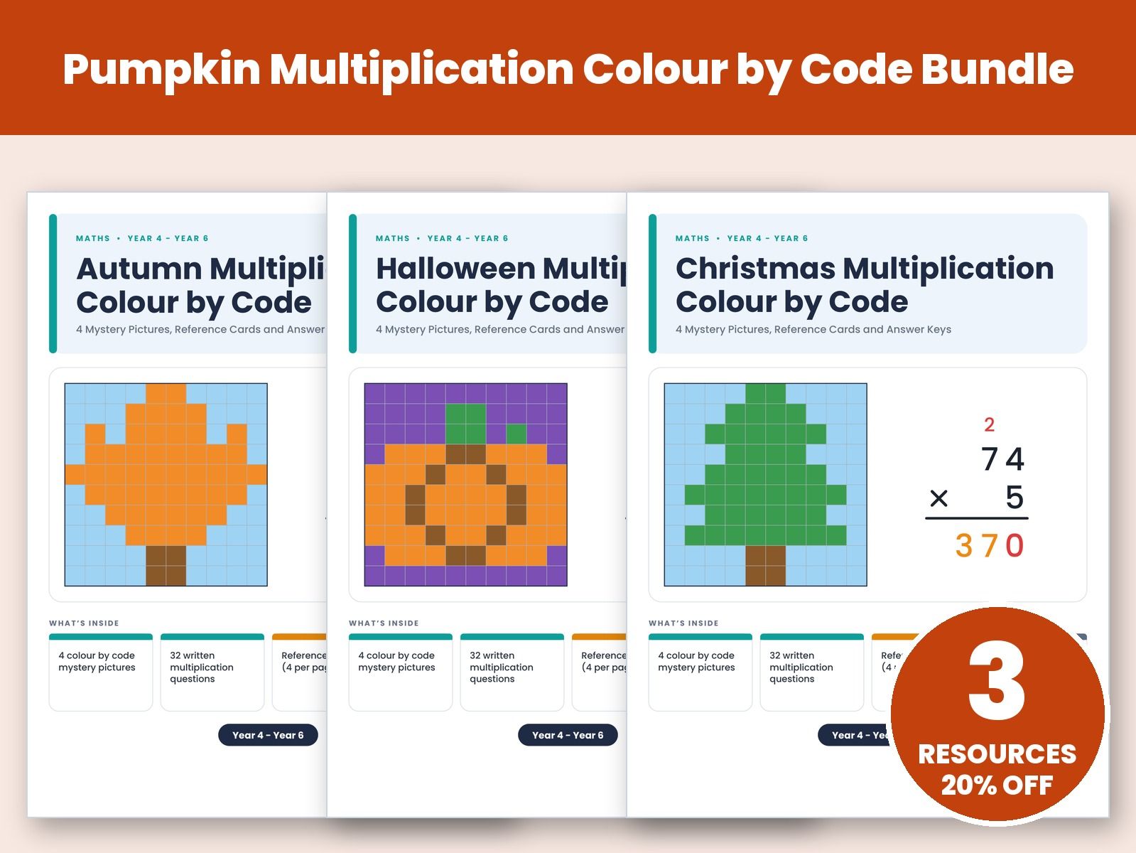 Pumpkin Multiplication Colour by Code Bundle
