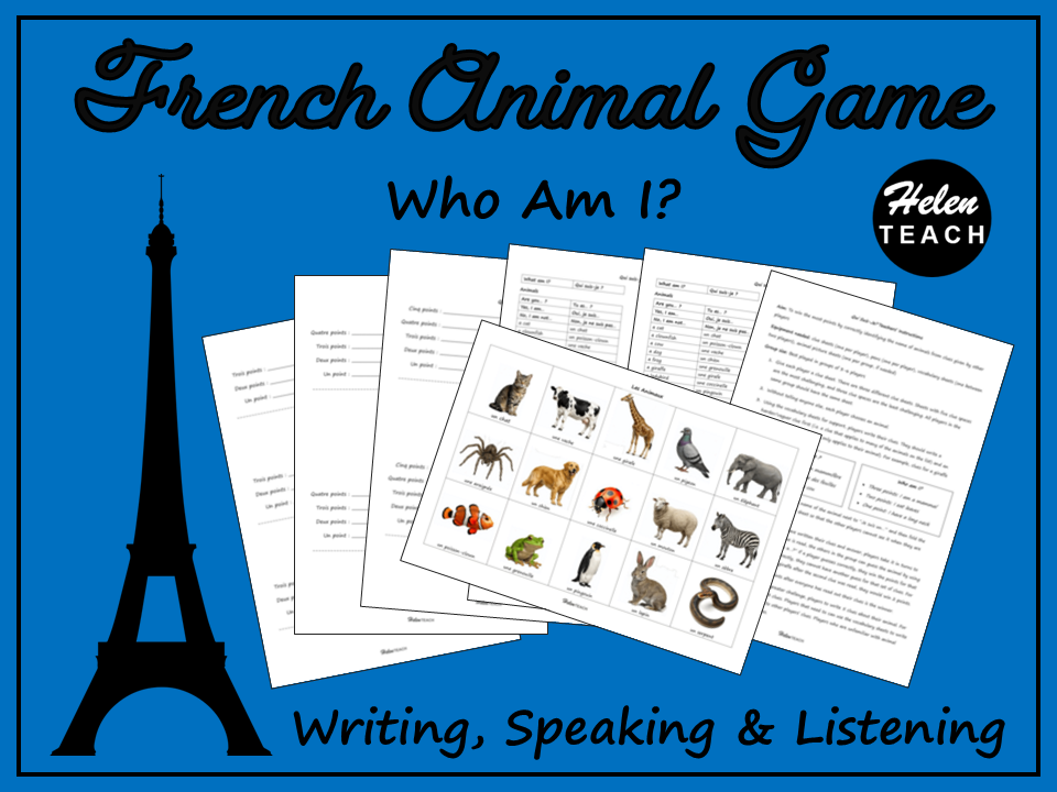 French Animals Game | Who Am I? | Writing, Speaking & Listening