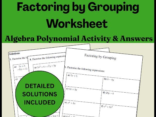 Factoring by Grouping Worksheet | Algebra Polynomial Activity & Answers