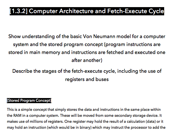 [CIE IGCSE] [1.3.2] Computer Architecture and the Fetch-Execute Cycle