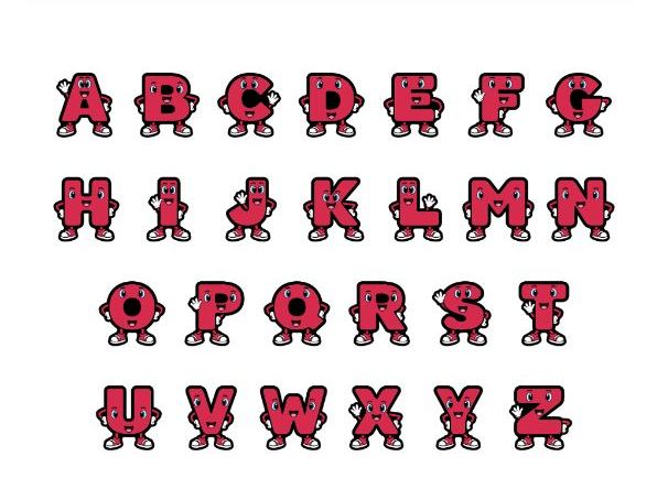Red Signature Character Display Lettering - Uppercase A–Z