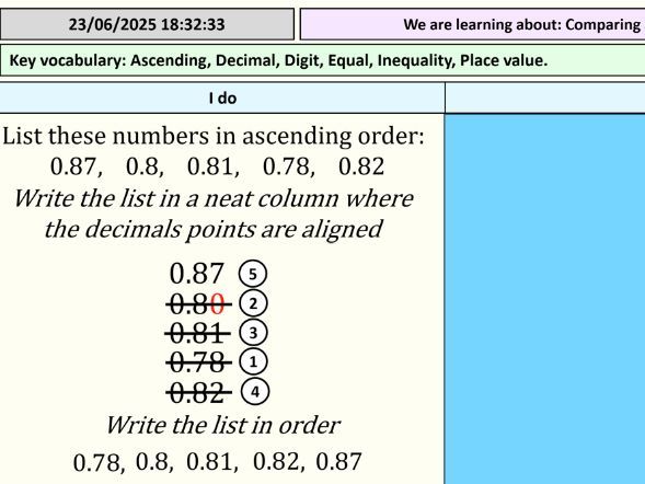 Comparing and Ordering Decimals - Full Lesson