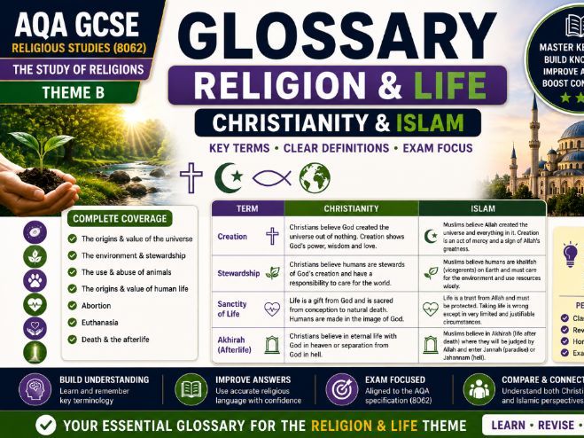 GCSE Religious Studies – Religion & Life Glossary (Christianity & Islam) | AQA 8062 Theme B