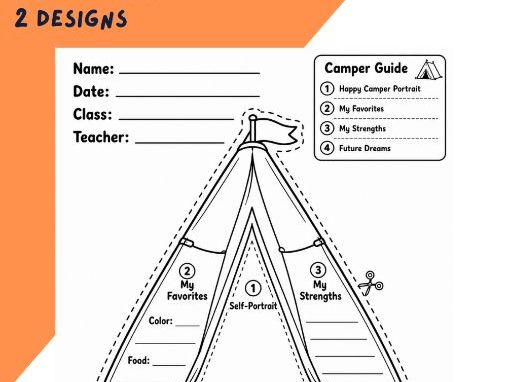 All about me - Tent Camping bulletin board design and worksheets