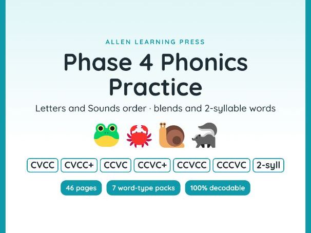 Phase 4 Phonics Worksheets | Blends CVCC CCVC | Decodable | Letters and Sounds