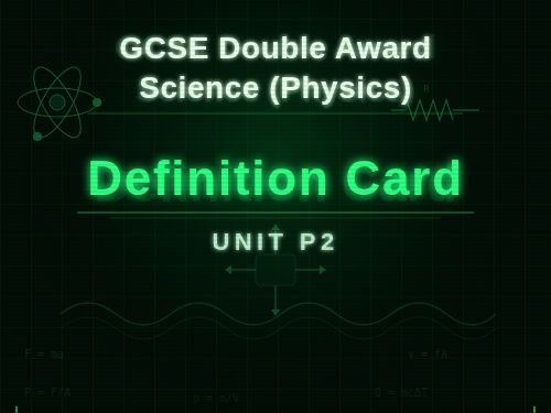 CCEA DAS: Physics P2 Definition card