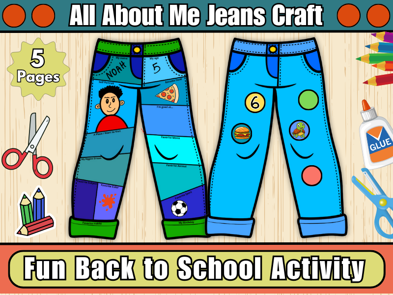 All About Me Jeans Craft | Get to Know Me Activity-Back to School-Clothing Activity