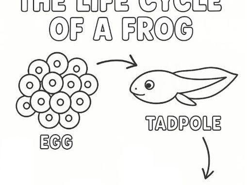 Life Cycle of a Frog Colouring Page