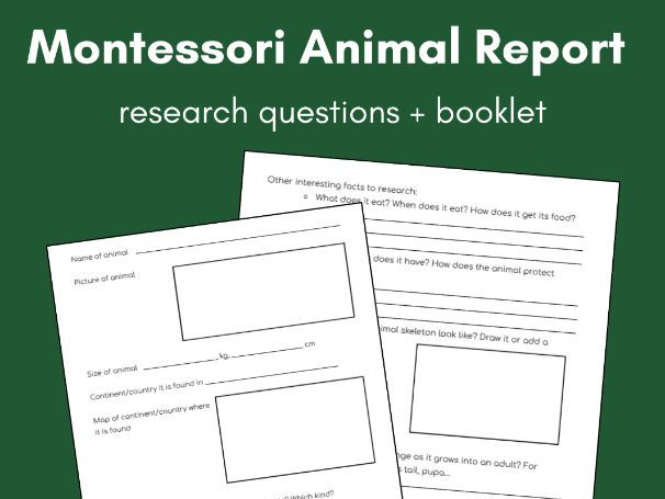 Animal Repost Research Questions /Booklet  // Montessori-inspired (KS1/2)