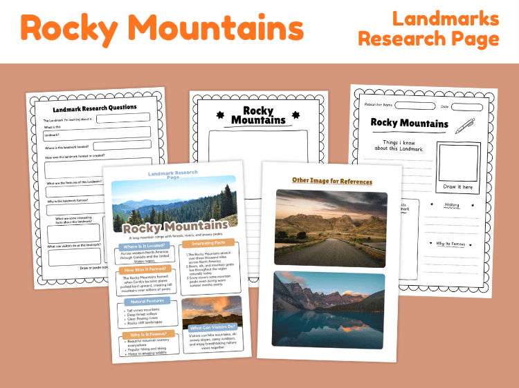 Rocky Mountains Research Project | Landmark & Geography Worksheets