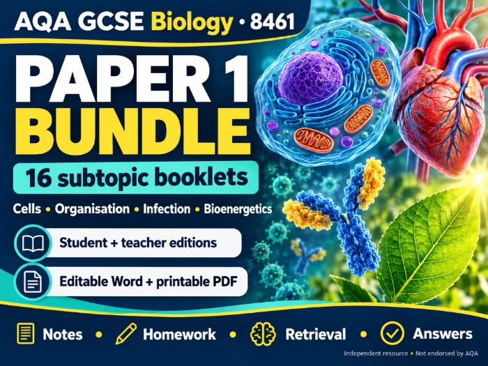 AQA GCSE Biology Paper 1 Bundle | Editable Notes and Activities
