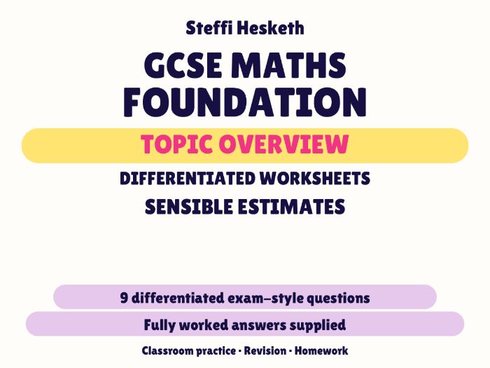 GCSE Foundation Sensible Estimates | Topic Overview Differentiated Worksheet