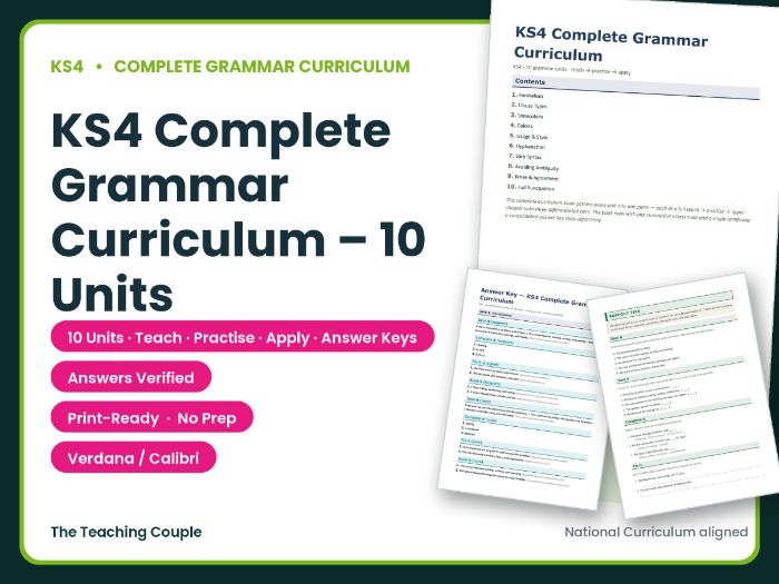 KS4 Complete Grammar Curriculum – 10 Units + Answer Keys