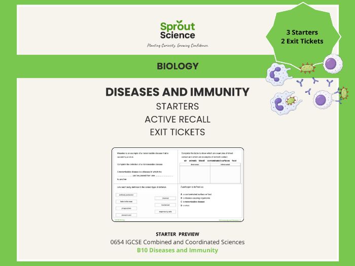B10 Diseases and Immunity | Starter Activities & Exit Tickets | IGCSE Biology