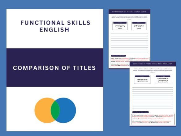 Comparison in Titles -  Functional Skills English Level 2 - Reading Questions - 4X Task Workbook