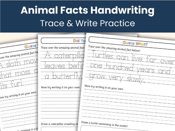 Animal Facts Handwriting Workbook – KS1 Writing Practice