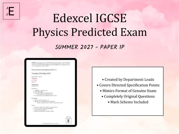 Summer 2027 IGCSE Physics Predicted Exam - Edexcel Paper 1P