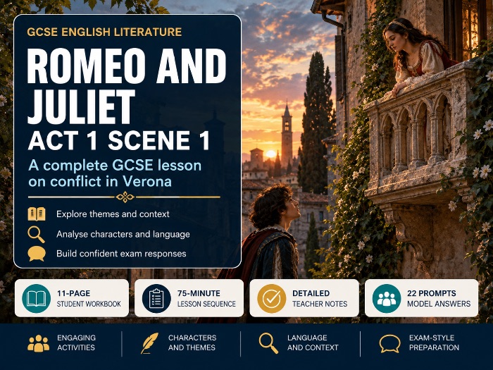 AQA GCSE English Literature Romeo and Juliet Act 1 Scene 1 Lesson Workbook